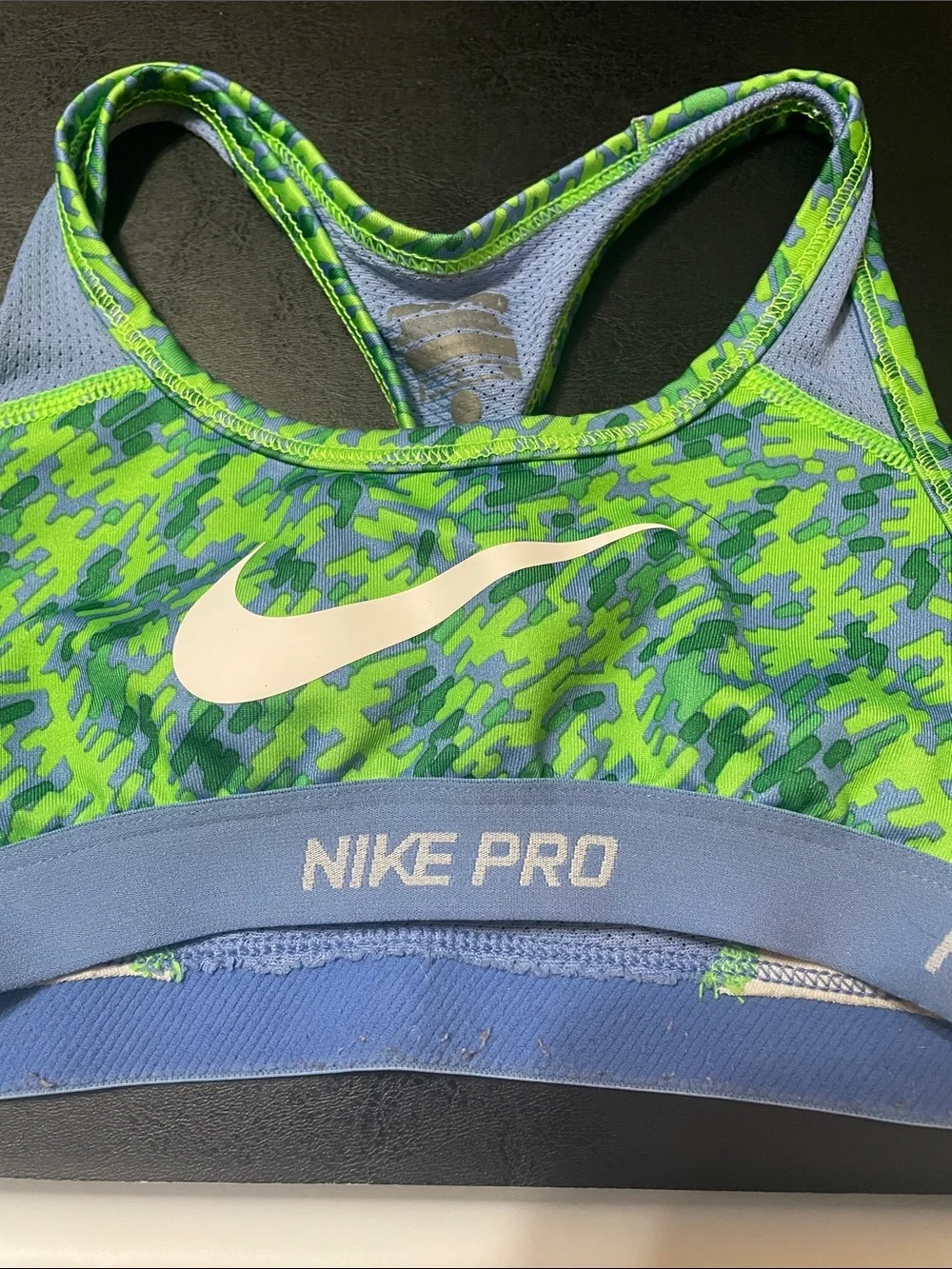 Nike Pro Green Camo Sports top  & Black Nike Shorts Sz S children’s used